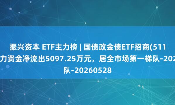 振兴资本 ETF主力榜 | 国债政金债ETF招商(511580)主力资金净流出5097.25万元，居全市场第一梯队-20260528